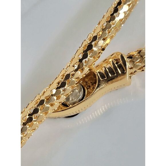 ✨🐍 Gold Snake Rhinestone Bendable Blingy Statement Open Choker Necklace NEW - Picture 6 of 10